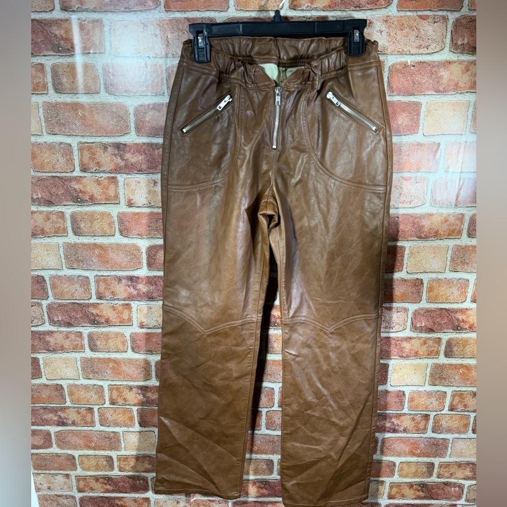 Brown faux leather concert festival streetwear urban pants by urban Outfitters
